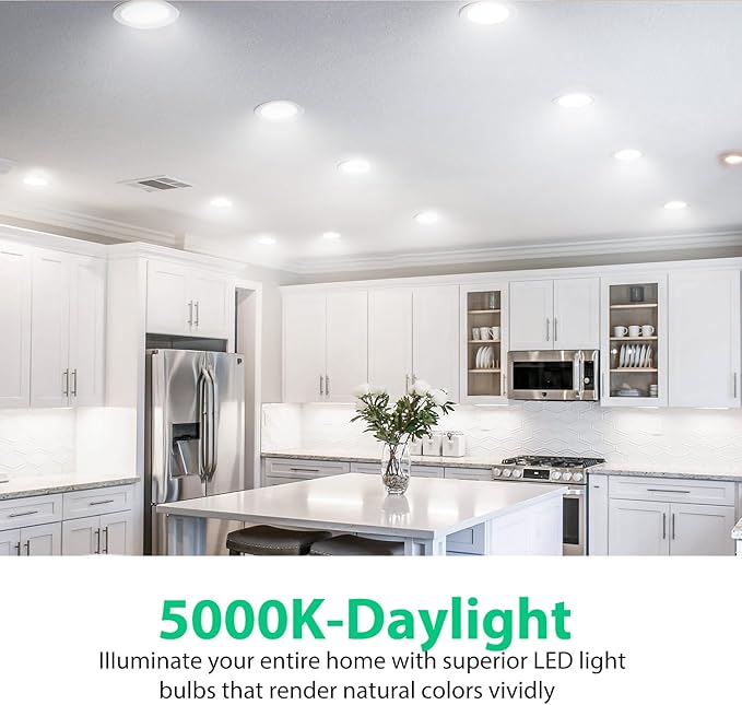 DAYBETTER 6 Pack Flood Light Bulbs 65W Equivalent, BR30 LED Light Bulbs 5000K Daylight White LED Bulb Dimmable, E26 Base, 800LM, Recessed Can Bulb for Living Room Bedroom Dining Room Bathroom