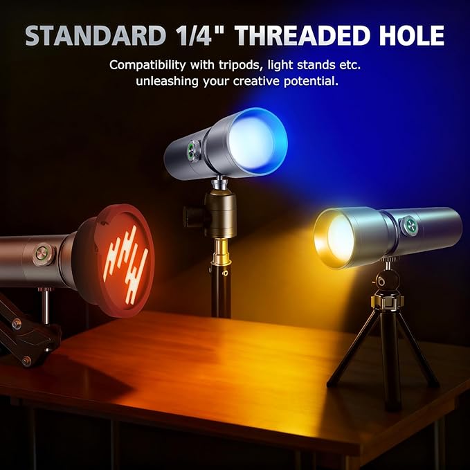 RGB Photography Flashlight, 4 Colors Fill Light with 20 Patterned Filters, 10W Portable LED Video Spotlight Sunset Light for Photo, Content Creation Accessories