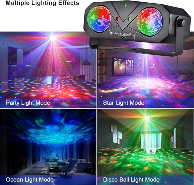 Party Disco Light, 5-in-1 DJ Stage Light Ocean Star Projector with Remote | Music Sound Control for Parties Birthday Christmas Gift Wedding KTV Bar Club Home Room Decor Lighting