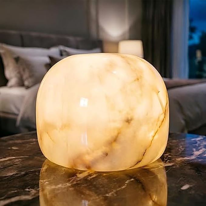 Marmor Marble Lamp Table Lamp Unique Stone Touch Lamp Pat Lamp Type-C 3 Way Bedside Lamp Ambient Light Bedroom Stands Night Light Decorative LED Warm Portable Lamp Rechargeable (Mid Century Modern)