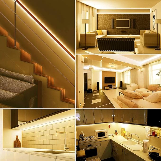 CT CAPETRONIX Warm White LED Strip Light,16.4 Feet 24 Volt LED Light Strip, 3000K Super Bright LED Tape Light, for Bedroom, Kitchen, Closet, Cabinet, Vanity Mirror, Indoor Only, (Dimmer Included)
