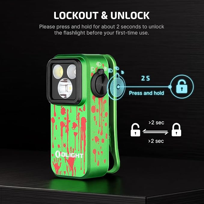 OLIGHT Oclip Pro Rechargeable EDC Clip-on Flashlight, Zombie Green | Red Light, 500 Lumens Floodlight, Spotlight, Pocket-Sized, USB-C Charging, Magnetic, for Work, Signaling, Outdoor or Home Use