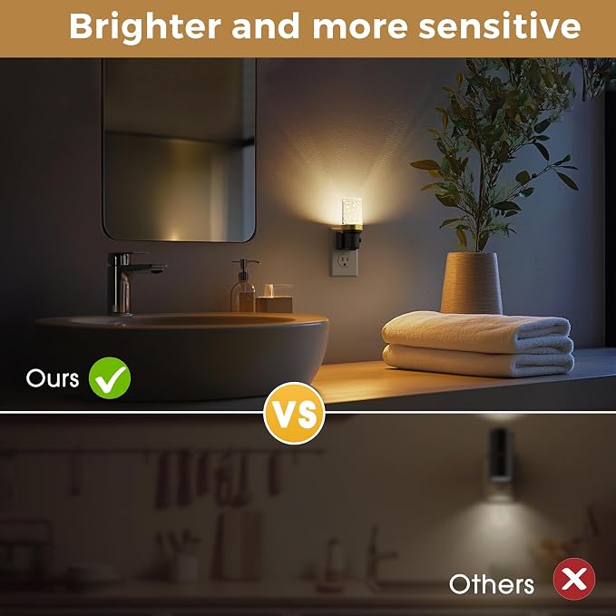 L LOHAS LED Night Light, Dimmable Bubble Night Lights Plug into Wall | 2 Pack Automatic Night Lights Plug in, Auto Light Sensor, Adjustable Brightness 3000K LED Night Light, Bedroom Hallway Hom