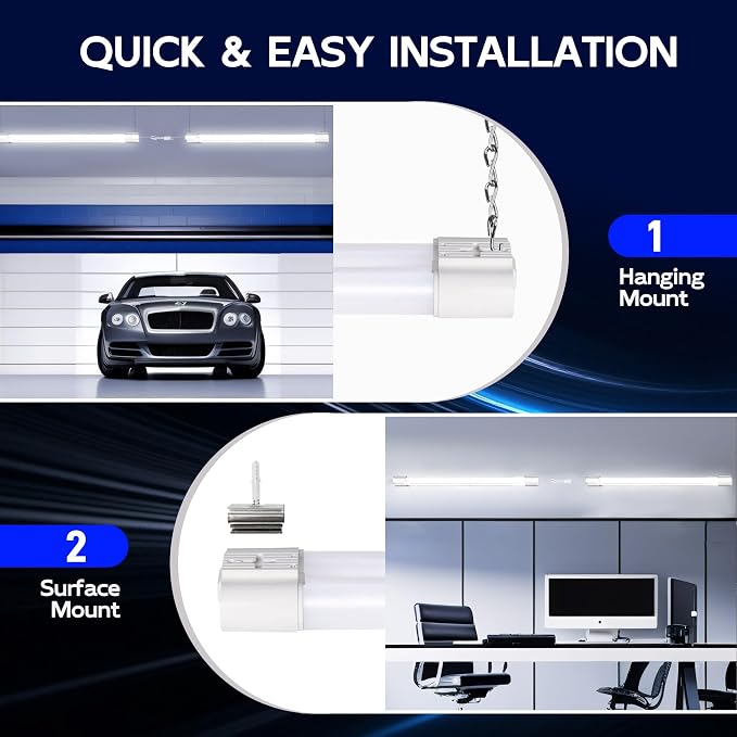 hykolity Linkable LED Shop Light 2FT with Power Cord,3500LM 5000K Daylight | 30W Utility Light Fixture,Hanging or Flush Mount,Shop Lights for Garage,Workshop,Utility Room,ETL Listed,White,4 Pack