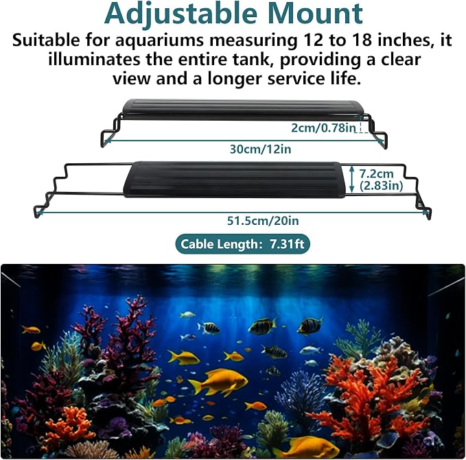 Uncle Yang LED Aquarium Light for 12 to 18 Inch Aquarium LED Light 6W | Auto On Off with Timer Adjustable Brightness Memory Function with Extendable Bracket for Planted Tank