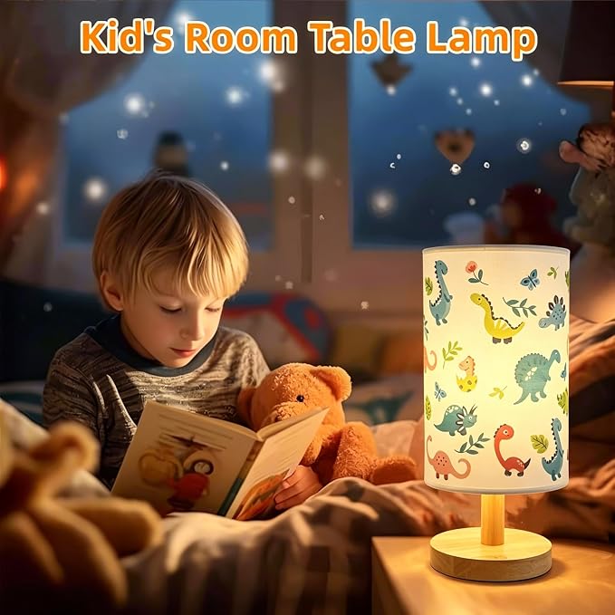 Dinosaur Kids Table Lamp for Bedroom Cute Desk Lamp for Girls Boys Room | 3 Color Modes Led Nightstand Night Light with Dino Cartoon Bedside Lamp for Kids Room,Nursery Decor,Dinosaur Gifts for Boys