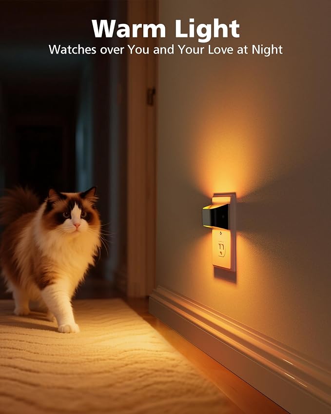 VOLISUN Amber Night Light, 4 Pack Up and Down LED Night Light with Dusk to Dawn Light Sensor, 1800K Night Lights Plug into Wall for Hallway, Bedroom, Bathroom, Kitchen Black
