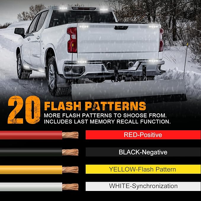 8PCS Sync Grill Emergency Lights 32 LED White Strobe Lights | Grille Surface Mount Warning Safety Hazard Caution Light for Tow Plow Trucks Construction Vehicles, Car, ATV, UTV, Motorcycle