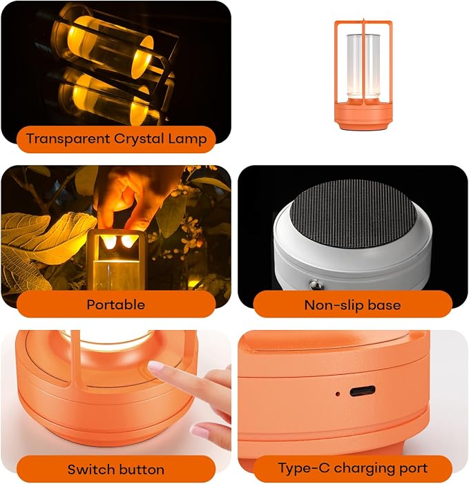 Rechargeable Cordless Small Metal Table Lamp, Stepless Dimming, 3-Color | Gold, 2600mAh Battery, Portable LED Desk Light, Cute, Suitable for Indoor/Outdoor/Restaurant/Bedroom/Bar/Coffee/Camping