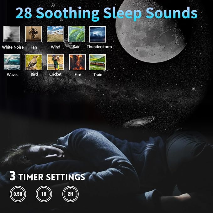 Galaxy Projector & White Noise Machine with 28 Sounds, Sleep Timer, Memory Function. Starry Sky Night Light Planetarium Projector Perfect for Relaxation, Teaching, Meditation and Kids' Bedtime