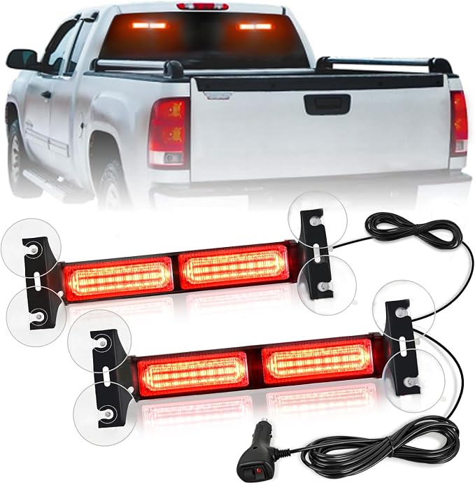 Nilight 40LED Red Emergency Strobe Traffic Advisor Light Bar with Suction Cups Dash Safety Warning Hazard Flashing Lights Interior Front/Rear Windshield for Trucks Construction Vehicles | with Suction Cups Dash Safety Warning Hazard Flashing Lights Int...