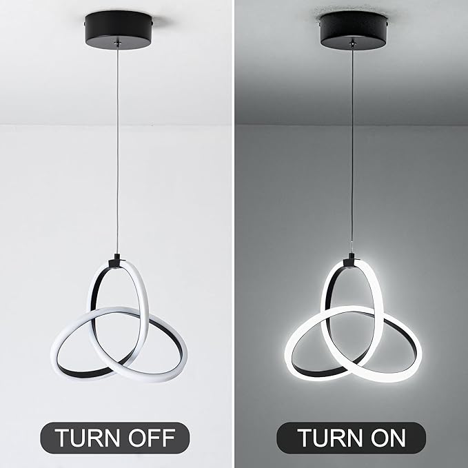MAYNA Modern Spiral LED Chandelier, 6000K Daylight Pendant Light, Adjustable Height Island Light Fixture for Bedroom, Cafe, 1 Pack (Black)
