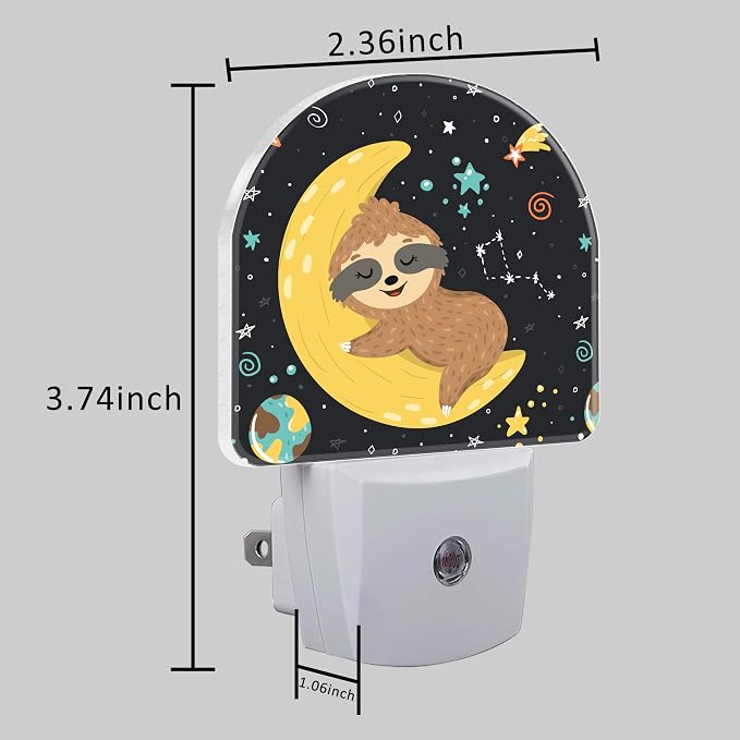 Cute Baby Sloth Sleeping on Moon Night Light for Kids, LED Night Light Plug into Wall with Dusk to Dawn Sensor for Girls Boys Women Room Decor, Hallway, Kitchen, Bathroom, Nursery, Stairs