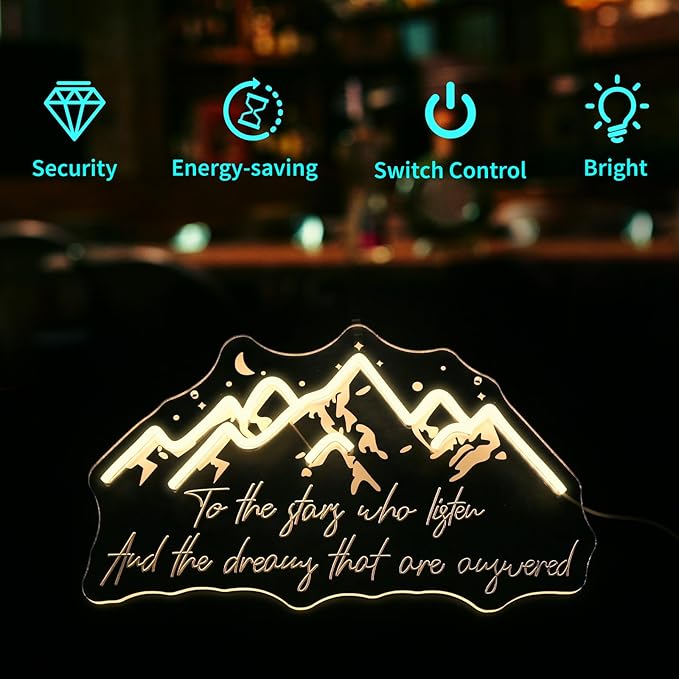 Neon Sign - HSJNJKFU Neon Signs for Wall Decor, LED Light Sign with Engraved & UV Printed Design, Bar Beer Signs for Man Cave, Party, Room Decor - USB Powered