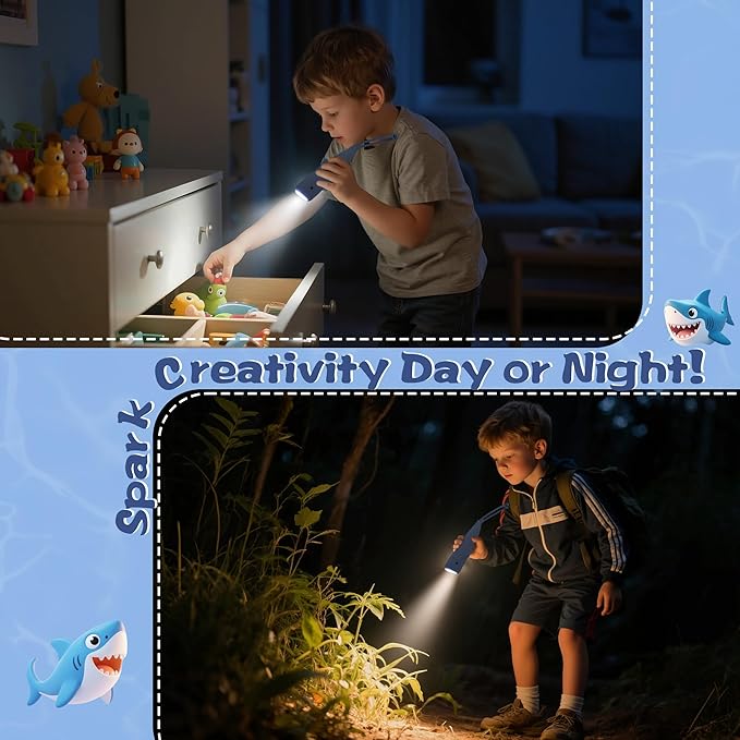Kids Silicone Flashlight, Dimmable Flashlight for Toddlers Kids Boys Girls, Rechargeable Hanging Night Light for Camping, Night Walks and Home Use, Fun Animal Themed Portable Torch