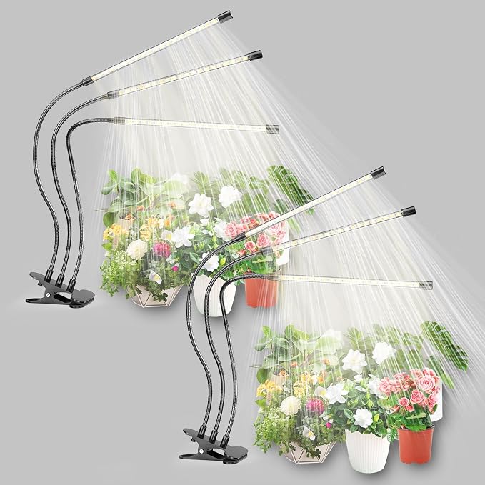 bseah Plant Light Grow Light for Indoor Plants 2 Pack, Full Spectrum Indoor Grow Lamp, 10-Level Dimmable and Auto ON & Off Timer