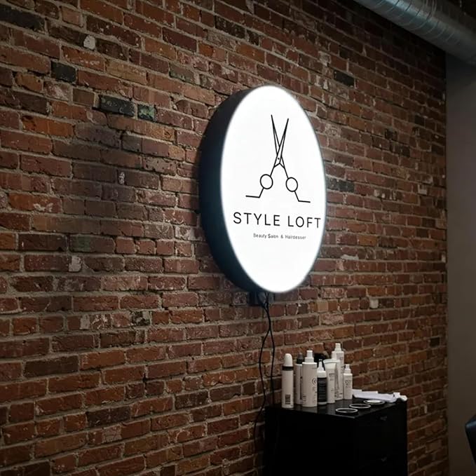 Custom Lightbox Logo Sign for Business, Outdoor Round LED Sign Personalized | for Shop Salons Cafes Bar Restaurant Advertising Light, Double/Single Sided Storefront Wall Decor, Waterproof, Upload Picture