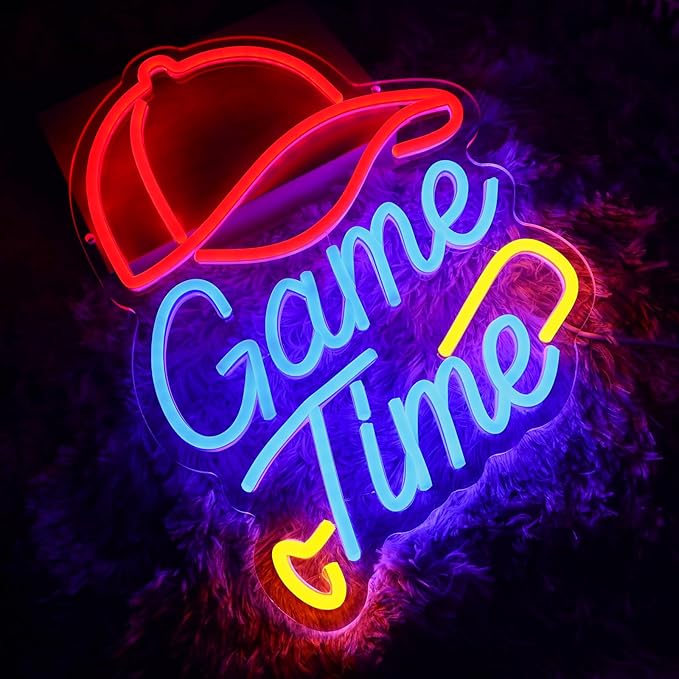 Baseball Neon Sign for Wall Decor Dimmable Game Time Led Sign for Bedroom Baseball Bat Neon Light for Baseball Club Game Room Man Cave Bar Club Sport Party College Dorm Decoration