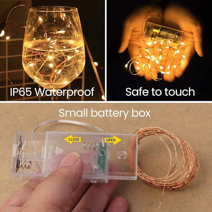 6 Pack LED Fairy String Lights Battery Operated with Timer | 10Ft 30LEDs Battery Powered Copper Wire Mini Firefly Twinkle Lights for Bedroom, Christmas, Wedding, Party Decoration