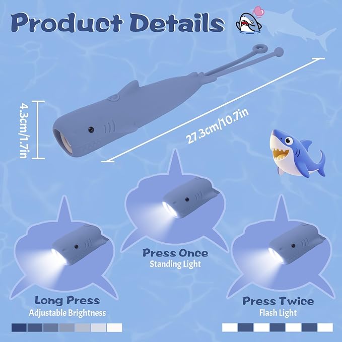 Kids Silicone Flashlight, Dimmable Flashlight for Toddlers Kids Boys Girls, Rechargeable Hanging Night Light for Camping, Night Walks and Home Use, Fun Animal Themed Portable Torch