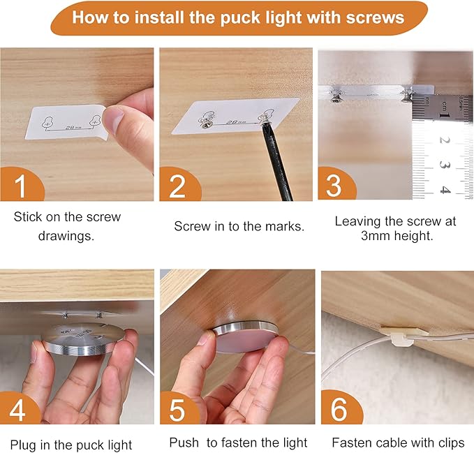LABOREDUCER 12V Under Cabinet LED Puck Lighting Kit 2 Packs Slim Aluminum Puck Lights,Single Light Plug in Counter Light Fixture for Kitchen Cupboard Bookcase Display Shelf Lighting(Warm White, 2700K)