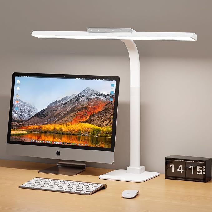 24W Desk Lamp for Home Office, Brightness Touch Control with Stable Base | Brightness Adjustable Gooseneck Tall Office Lights for Drawing,Reading,Crafts,Gaming,Workbench,Architect,Study