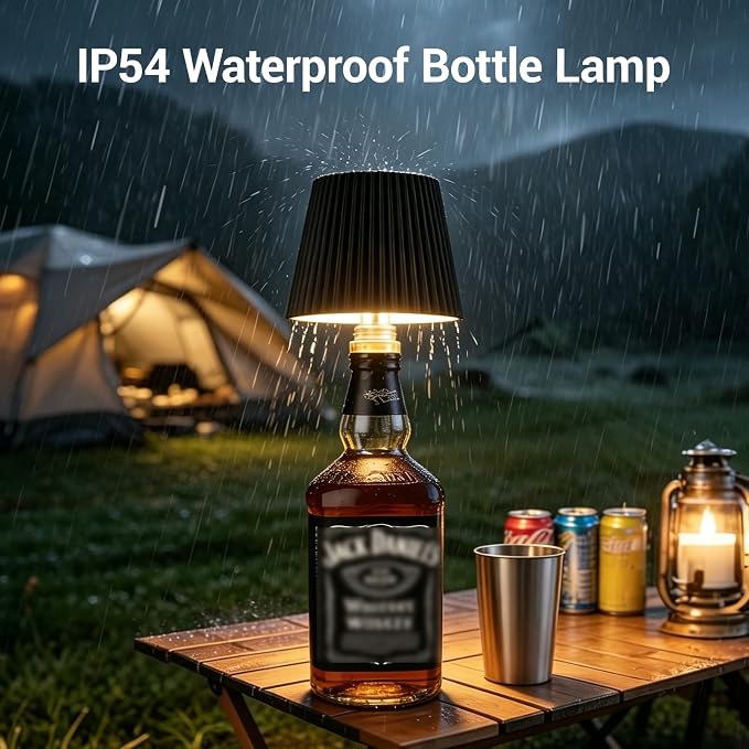 2 Pack Wine Bottle Lamps, 2026 New 3 Color Rechargeable Wireless Bottle Lamps, Bottle Light for Liquor Bottles with Touch Dimming for Parties, Restaurants & Home Decor（Black）