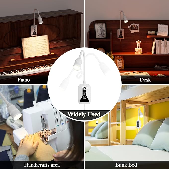 Wall Mounted Reading Light, Wall Light with Motion Sensor Switch, 5 Dimmable & Color Temperature Adjustable, USB-C Output, Flexible Neck Book Light for Bed, Sofa, Desk,Dorms, Heaboard