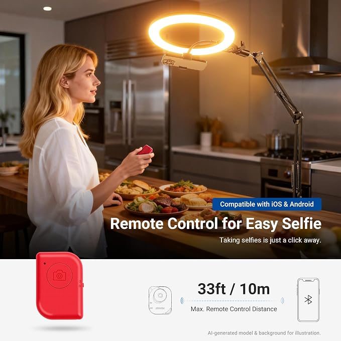 NEEWER Entry Level Version 10.5" Overhead Desktop LED Ring Light, Clamp Stand for Desk/Remote/Phone Holder Compatible with iPhone, 10W Streaming Recording Selfie Laptop Video Conference Lighting, N31