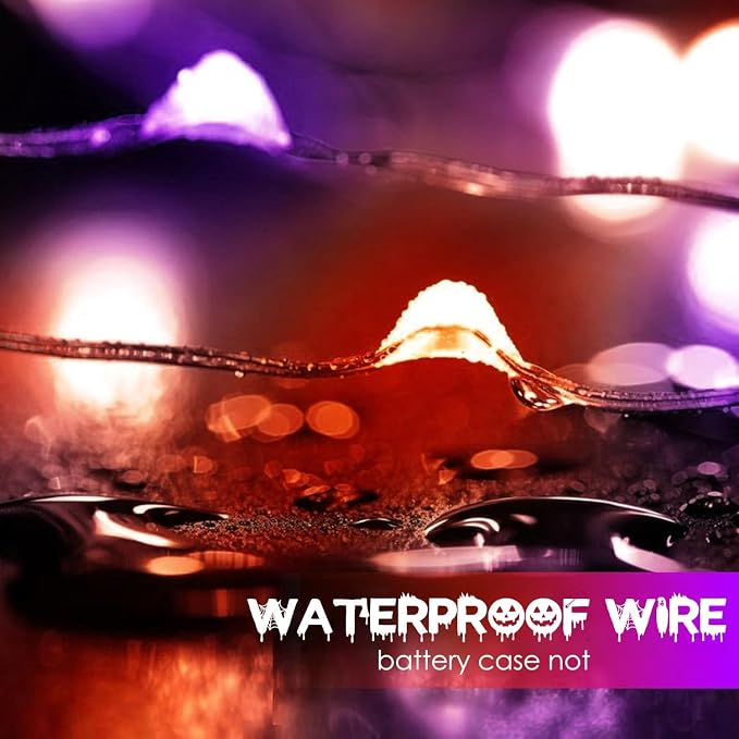 Halloween String Lights 4 Pack Fairy Lights Battery Operated Orang Purple | Each 16FT 50 LED, Timer, Waterproof Wire, Battery Fairy String Lights for Halloween Horror Parties Bedroom Home Table Decor