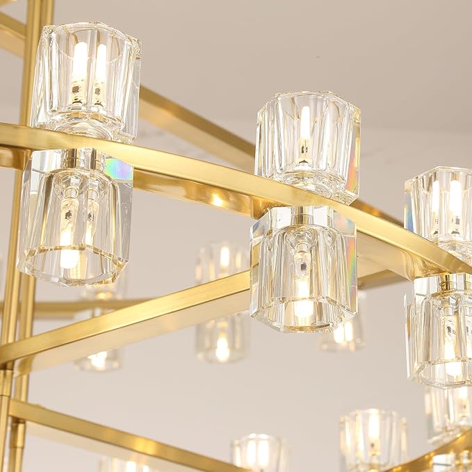 3 Tier Gold Wagon Wheel Chandelier,Extra Large High Ceiling Light,124-Light Round Chandeliers for Foyer Entryway Dining Room Living Room (Dia 59"+40"+24")