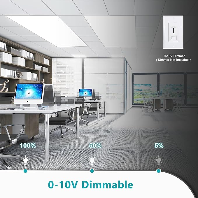 42-Pack 2x4 LED Flat Panel Light Drop Ceiling, 0-10V Dimmable, 5000K 4000K 3000K Selectable & 50W 40W 30W Switchable, 100-277Vac, ETL & DLC
