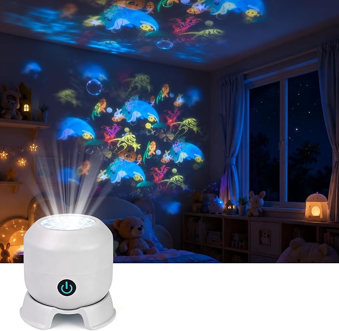 Dynamic Rotating LED Projector Light, 360° Rotating Ocean Wave Night Projection Night Light, Rechargeable Ocean Wave Projector, Multi-Angle Projection Base for Bedroom, Home Theater (Ocean)