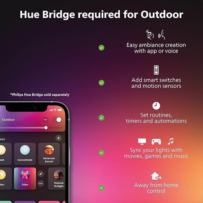 Philips Hue Calla Outdoor Smart Pathway Light, 1 Pack, White & Color Ambiance Walkway LED Lights, Weatherproof Low Voltage Lighting, Requires Bridge and Power Supply, Control with App and Voice