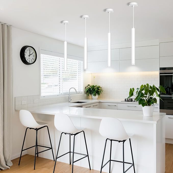 Modern Pendant Lights 4000K White LED Dimmable Pendant Light Fixtures Pendant Lighting for Kitchen Island,Bar,Bedroom, 15.7inch, 10W, ETL, 3Pack