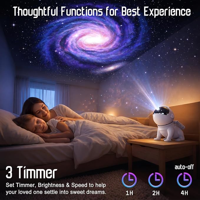 Upgraded Planetarium Projector with White Noise & Bluetooth Speaker, Astronaut Space Light Galaxy Projector for Bedroom, Ceiling Star Night Lights for Kid Adult Mood Lighting with Timer, Bedroom Decor