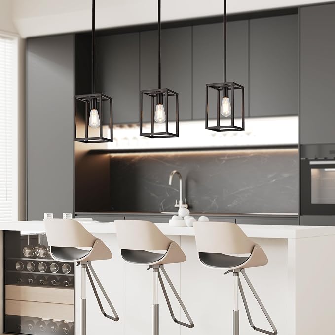 Kitchen Light fixtures Pendant Lighting Chandeliers for Dining Rooms, Mini Pendant Lights 1-Light Modern Hanging Light Fixture Matte Oil-Rubbed Bronze Industrial for Kitchen Island