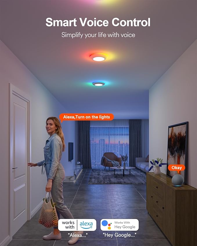 Lumary 5/6 Inch Smart Led Disk Light Pro, Color Changing WiFi Smart Recessed Lighting with RGBAI Ring, Flexible Install Flush Mount Ceiling Light, Compatible with Alexa/Google Assistant, 4Pack