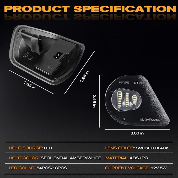 Gempro LED Side Mirror Turn Signals Puddle Lights Kits Assembly for 2010-2018 Dodge Ram 1500 2500 3500 4500 5500 Towing Mirror Lamps 4PCS
