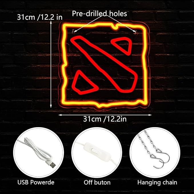 WonderfulLife Game Neon Sign for Gamer Zone Decor,Led Lights for Man Cave Internet Bar or Bedroom Decoration.Perfect Birthday Gifts,5V USB Powered,Easy Hanging.