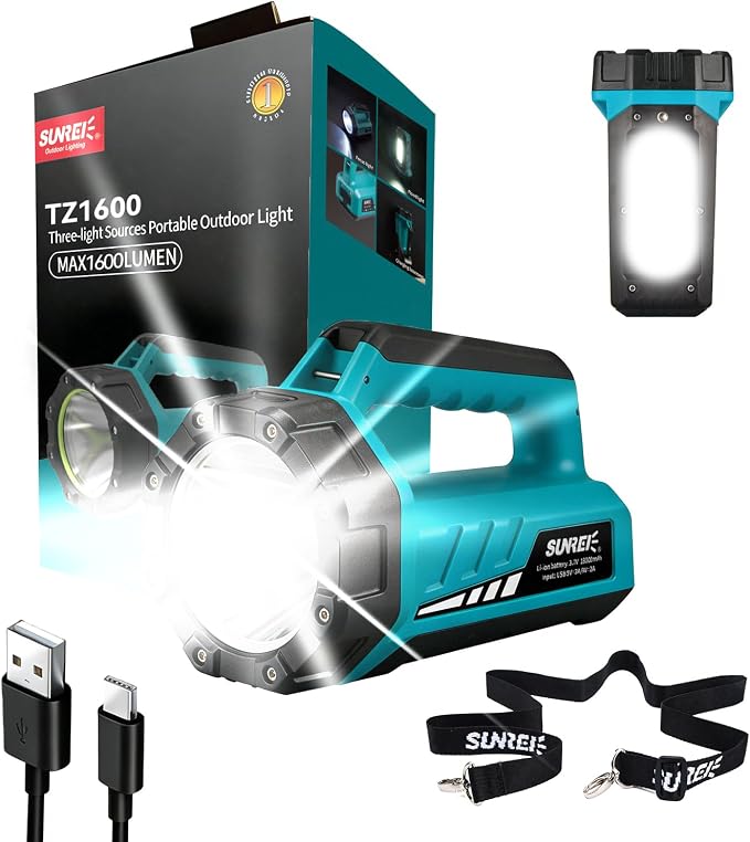 SUNREI 2000LM Rechargeable LED Flashlight, 18000mAh Camping Lantern | IP67 Waterproof Portable Light with 8 Modes, Ideal Emergency Gear for Home Power Outages, Hurricanes, Camping & Hiking