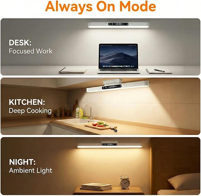 4000mAh 6W Rechargeable Under Cabinet Lighting with Remote, Wireless Magnetic Light Bar, 3-Color Dimmable No-Drill Battery Operated Lamp for RV Camper, Bunk Bed, Kitchen, Closet & Desk