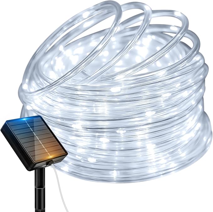 btfarm Solar Rope Lights, 120LED 46FT String Lights Outdoor Waterproof | 8 Modes, Timer & Memory Function, Tube Trampoline lighting for Outside Garden Tree Christmas Yard Patio Decor, Cool White