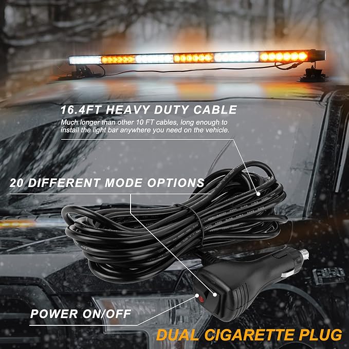 ASPL 38.5" 78 LED Strobe Light Bar Double Side Flashing High Intensity Emergency Warning Flash Strobe Light with Magnetic Base for Safety Construction Vehicles Tow Trucks Pickup (Amber/White)