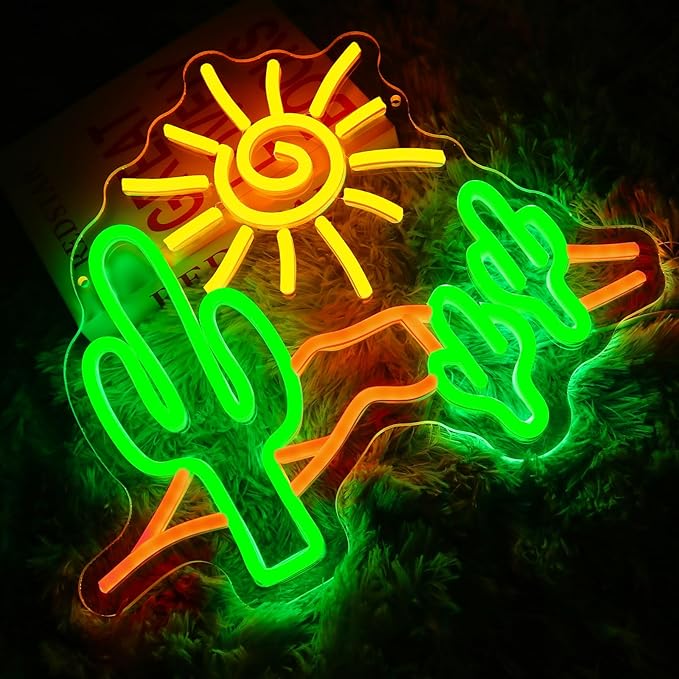 Desert Sunset Neon Sign for Wall Decor Dimmable Cactus Led Sign for Bedroom Western Neon Light for Game Room Living Room Hotel Office Man Cave Bar Club Party Home Decoration