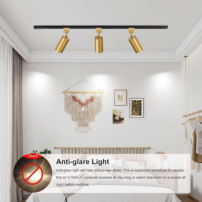 VANoopee GU10 Track Lighting Heads H Type Gold LED Track Light Heads Compatible with Halo Style System, MR16 GU10 Base Adapter Ceiling Spot Light Fixture Direction Adjustable, Pack of 4, No Bulbs