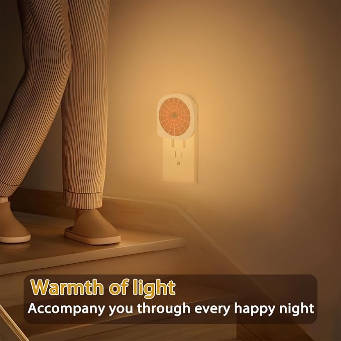 Red Spider Web Night Light Plug into Wall 0.5W LED Lights Auto on/Off for Family Friends Holiday Gifts & Home Decor