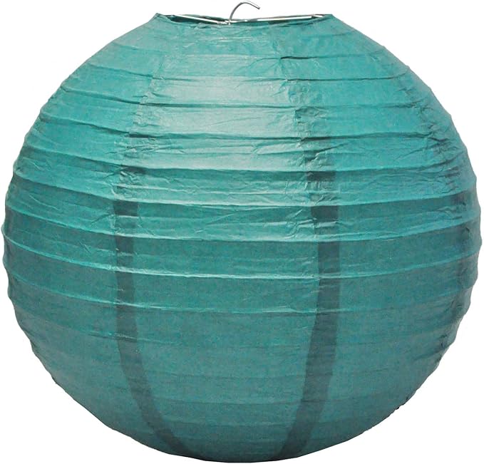 Mudra Crafts Teal Paper Lanterns Wedding Party Decorations - 12 in 10 Round Hanging Ceiling Lanterns, 10 Pack, Decorative Lamp Shades