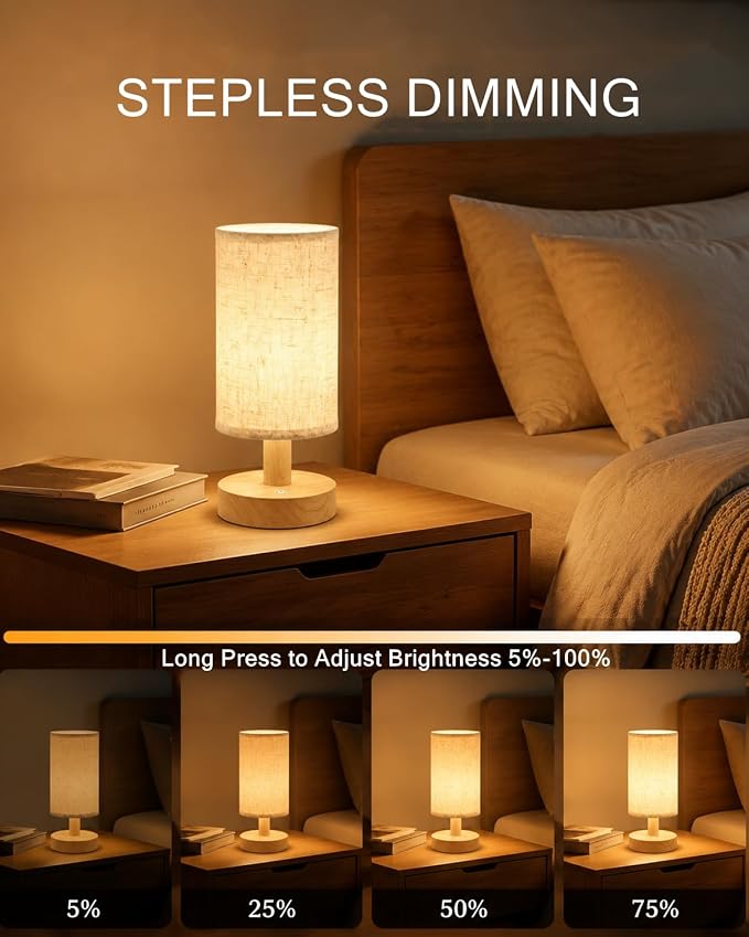 Rechargeable Cordless Table Lamp – 4000mAh Battery Bedside Lamp, Mini Touch Control Dimmable LED Light with 3 Color Modes, Portable Night Light for Bedroom, Dorm, Living Room, Desk, Sofa Side