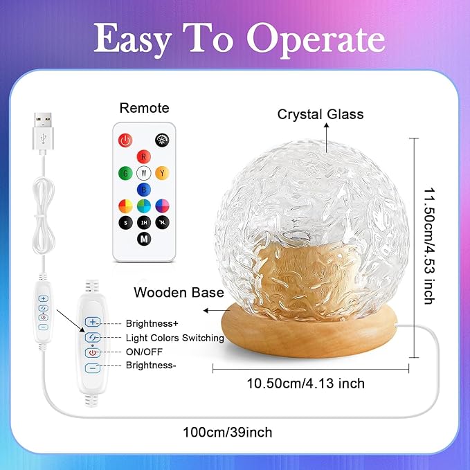 Mood Lighting Crystal Ball,18 Colors Northern Lights Projector & Aurora Light Projector for Bedroom, Dimmable Projector Night Light,Remote Ambient Lighting,Cute Room Decor for Teen Girls Birthday Gift